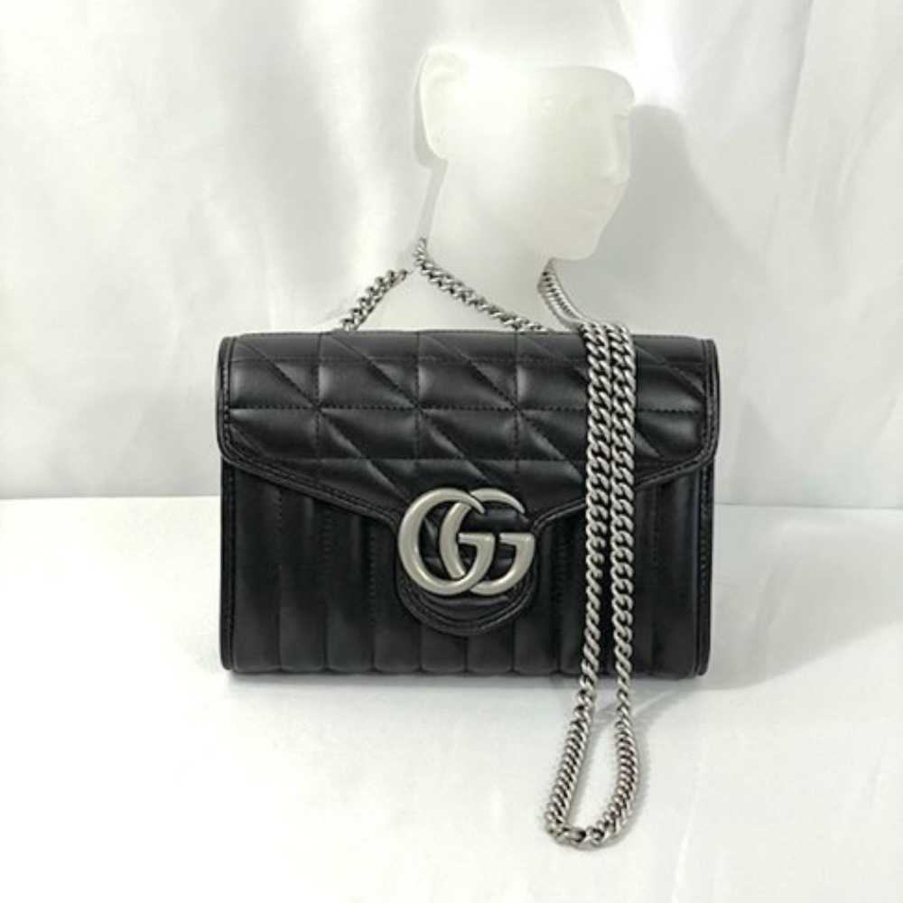 ***NEW GG  Marmont  Matelasse Black Leather Cross Body Bag